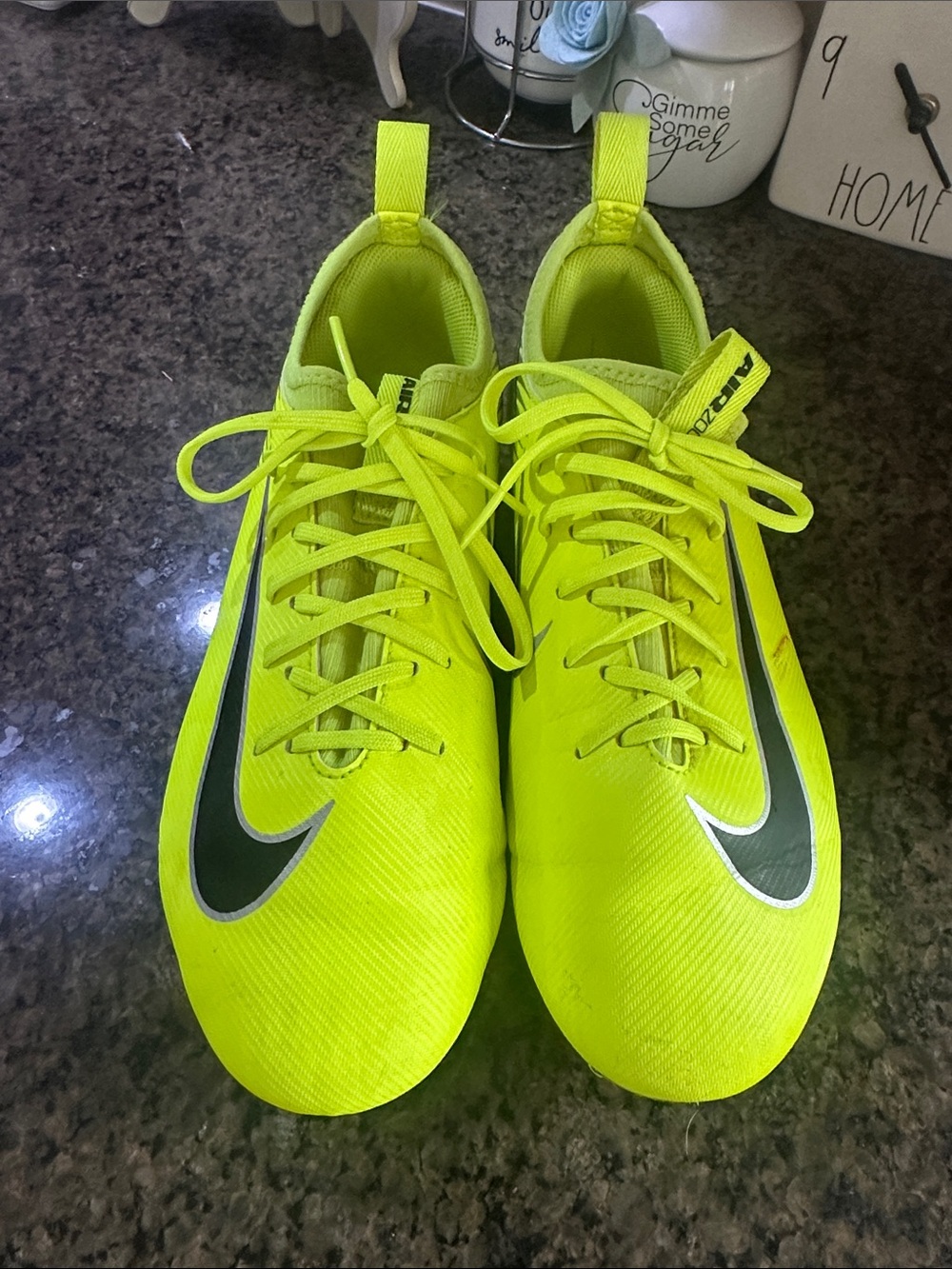 6Y Nike Neon Yellow Soccer Cleats with Black Swoosh